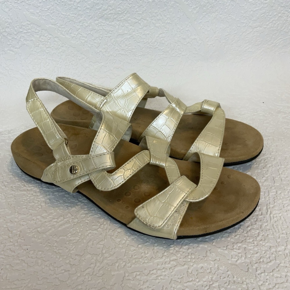 Vionic Paros Slingback Hook & Loop Closure Women's Size 9 Sandals Ivory EUC